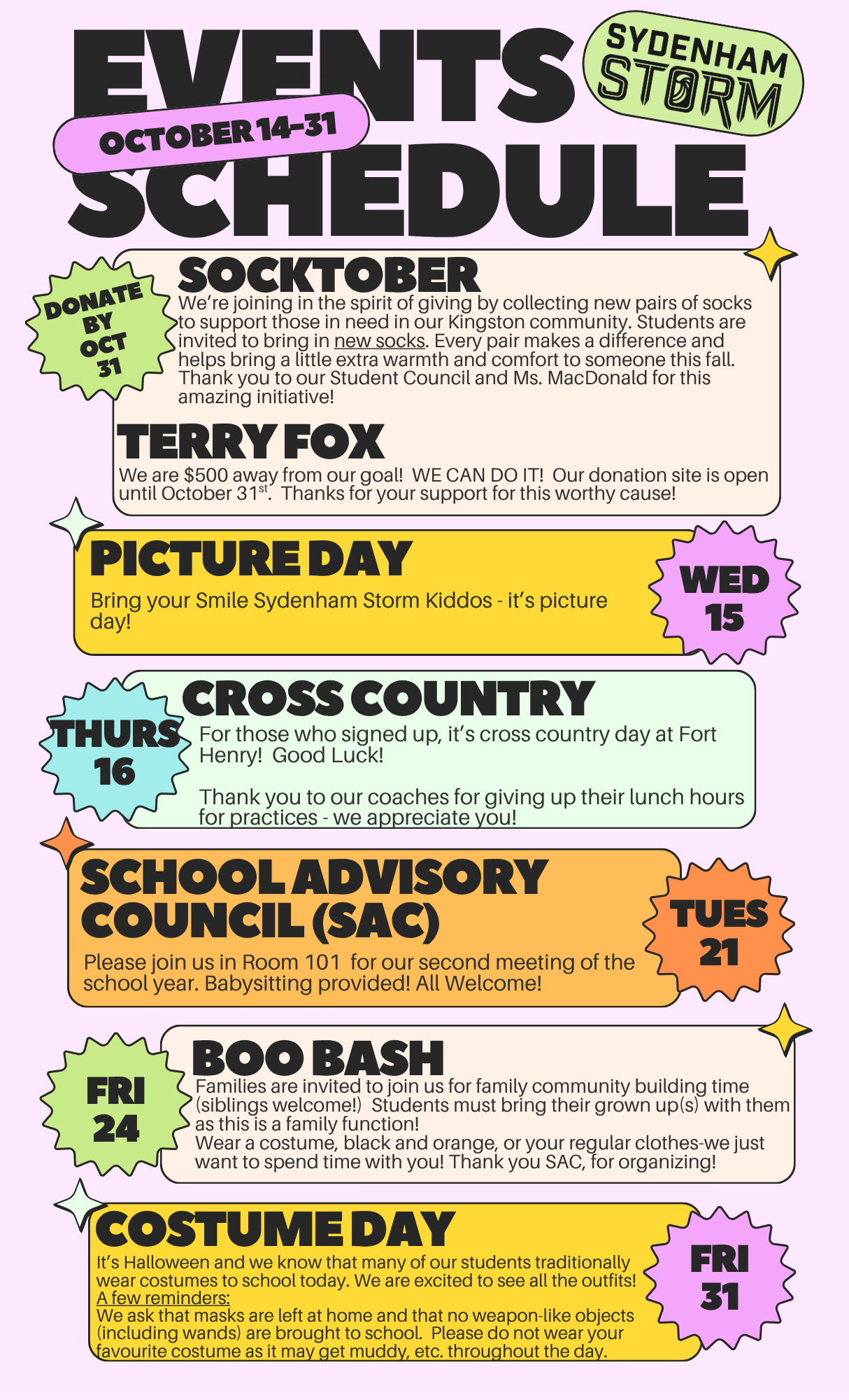 October 2025 Event Schedule 