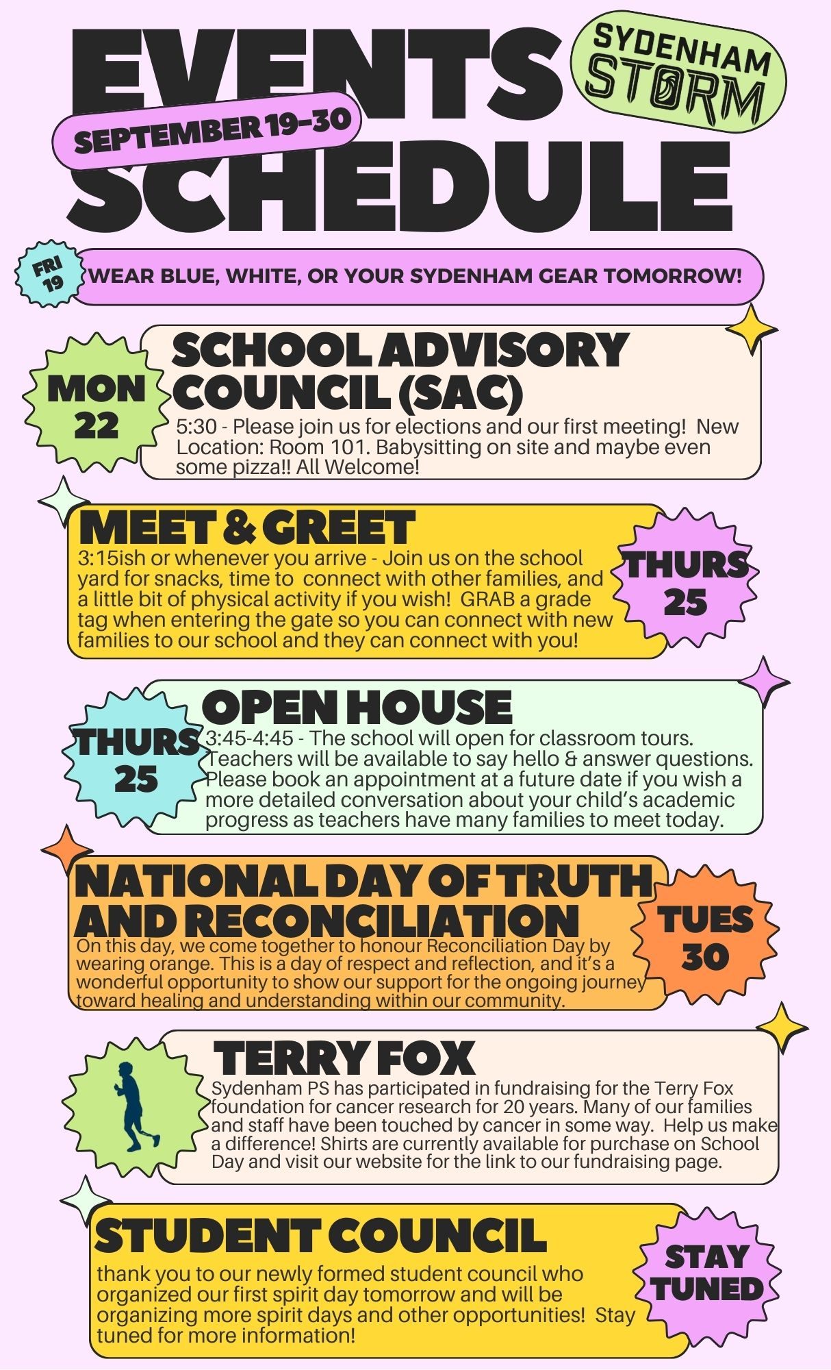 Sept 2025 event schedule