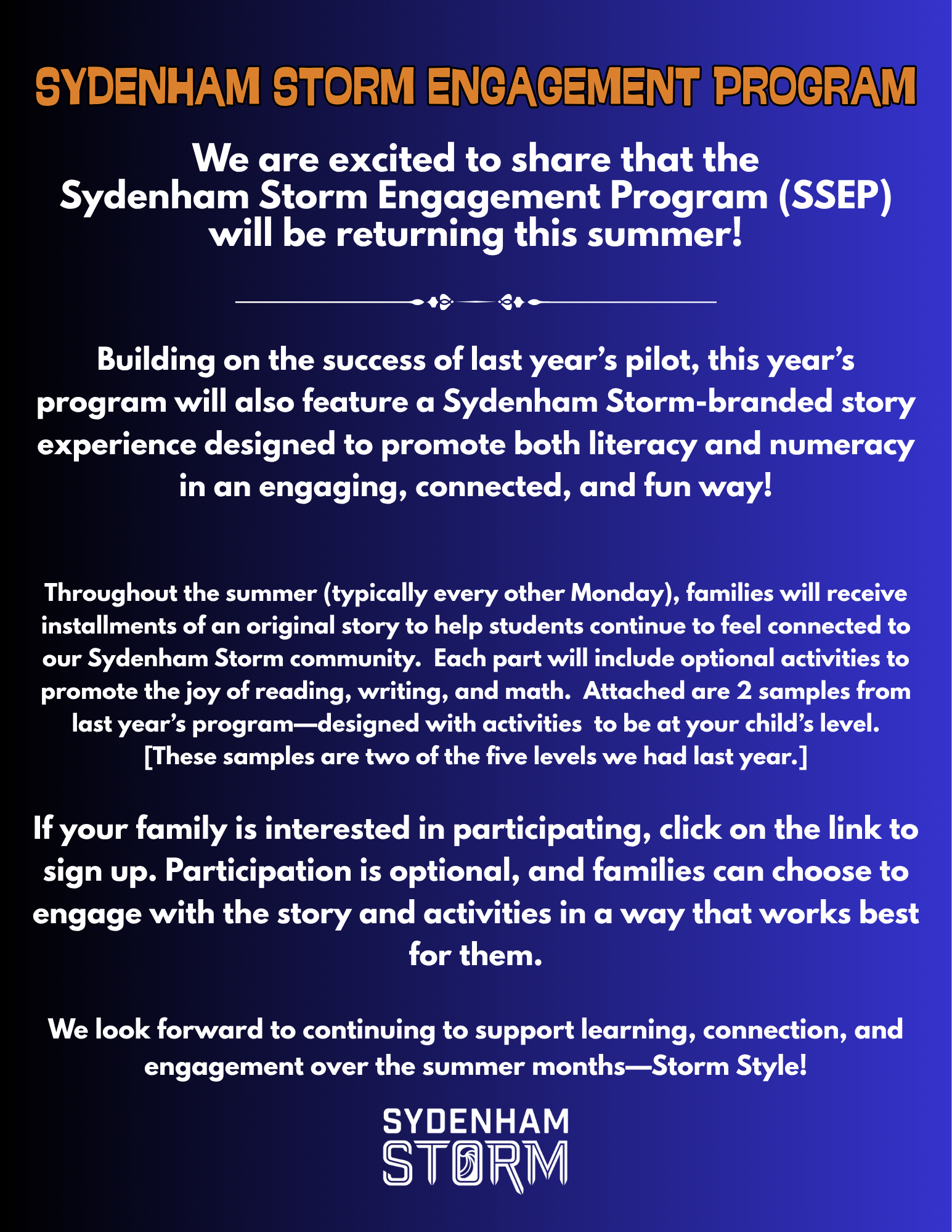 Sydenham Storm Engagement Program (SSEP) (1)