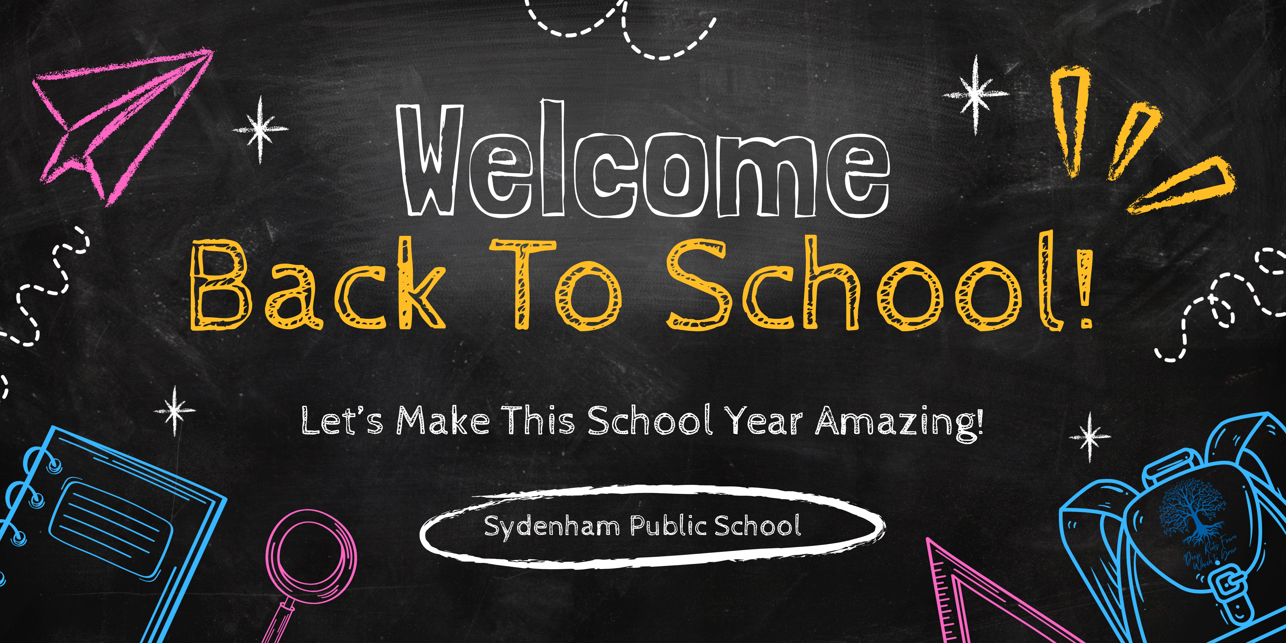 Black And Yellow Chalkboard Playful Illustrative Welcome Back to School Banner Landscape (2)