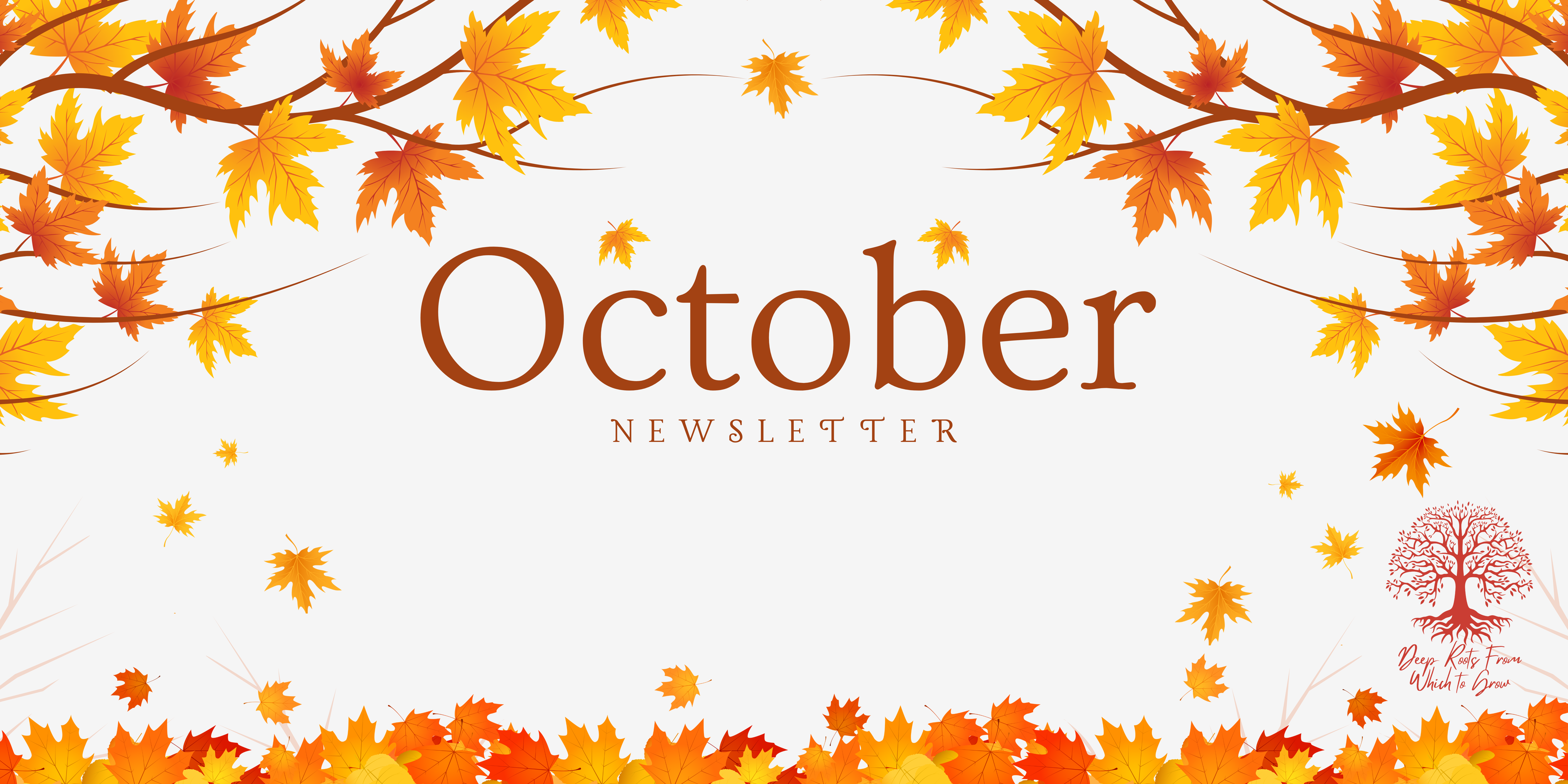 White and Orange Simple Welcome October Banner