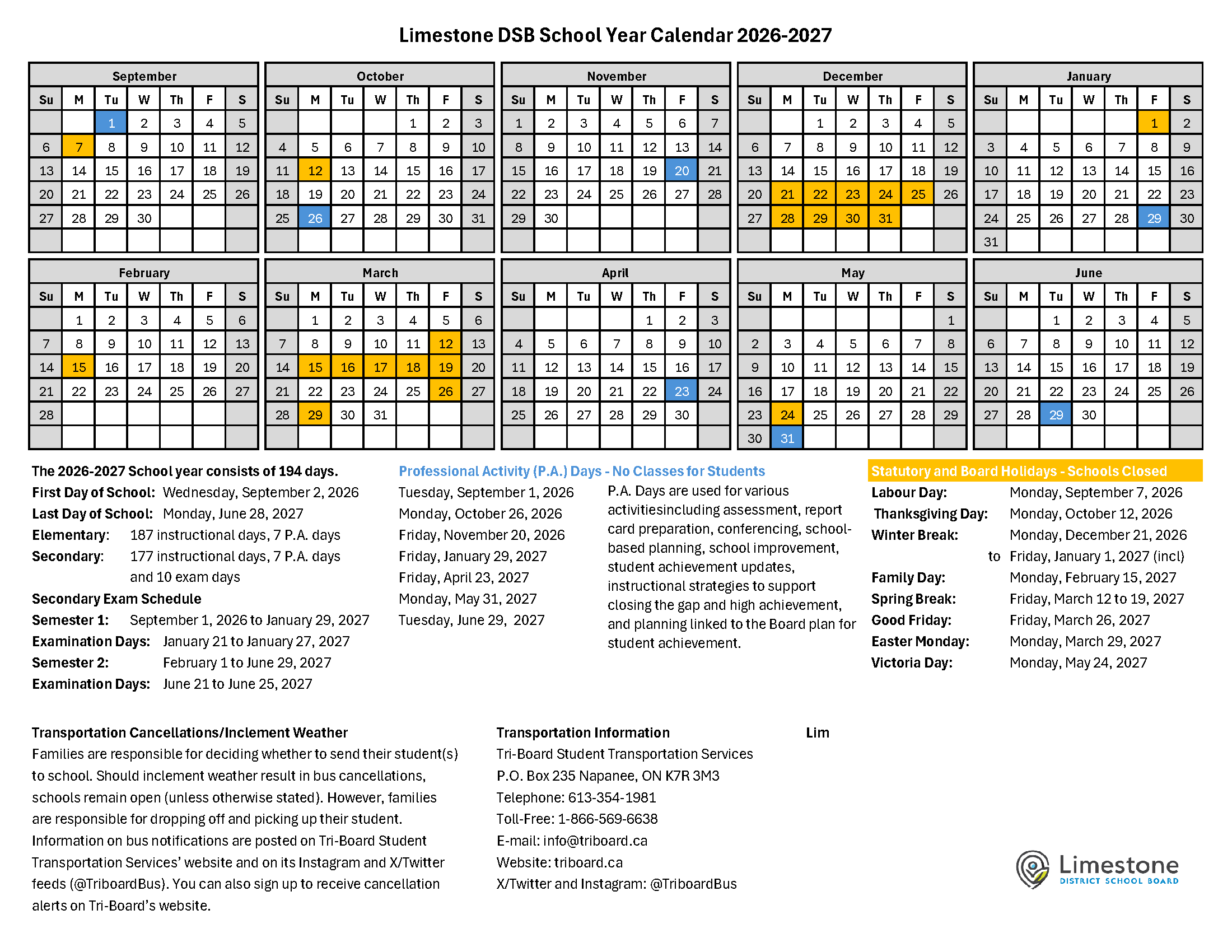 2026 2027 LDSB Calendar 2026 2027