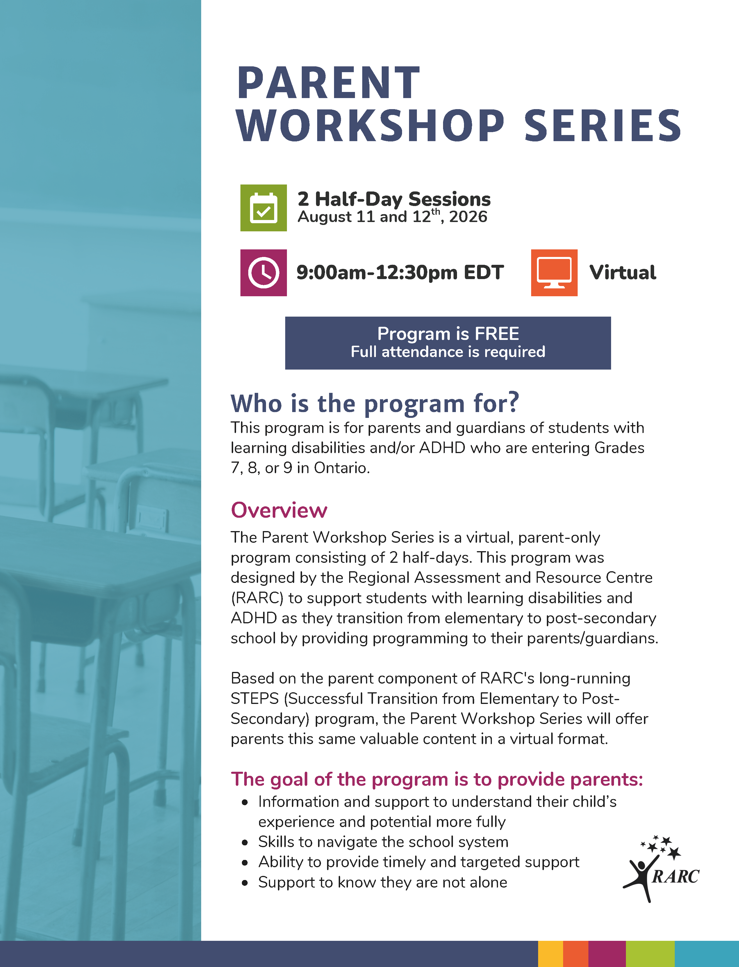 STEPS Parent Workshop Series Poster Summer 2026 Page 1