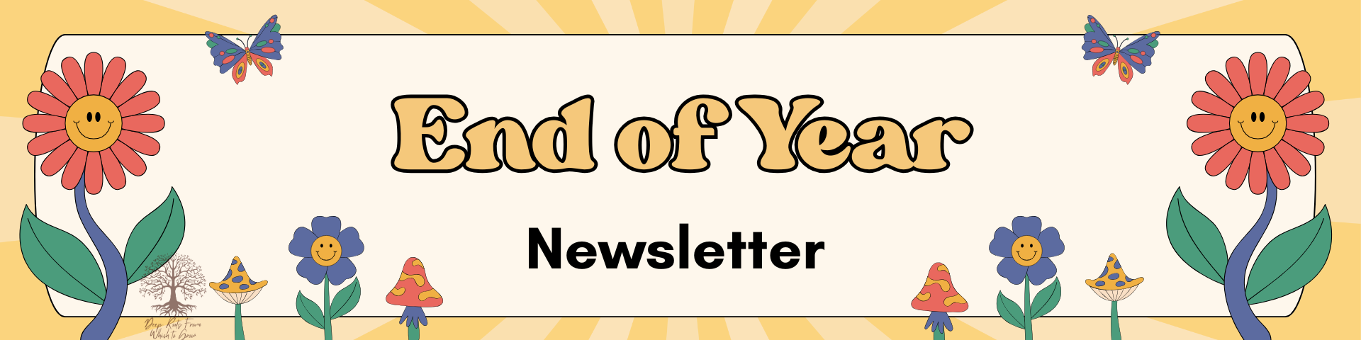 End of Year Google Classroom Header in Colorful Retro Style