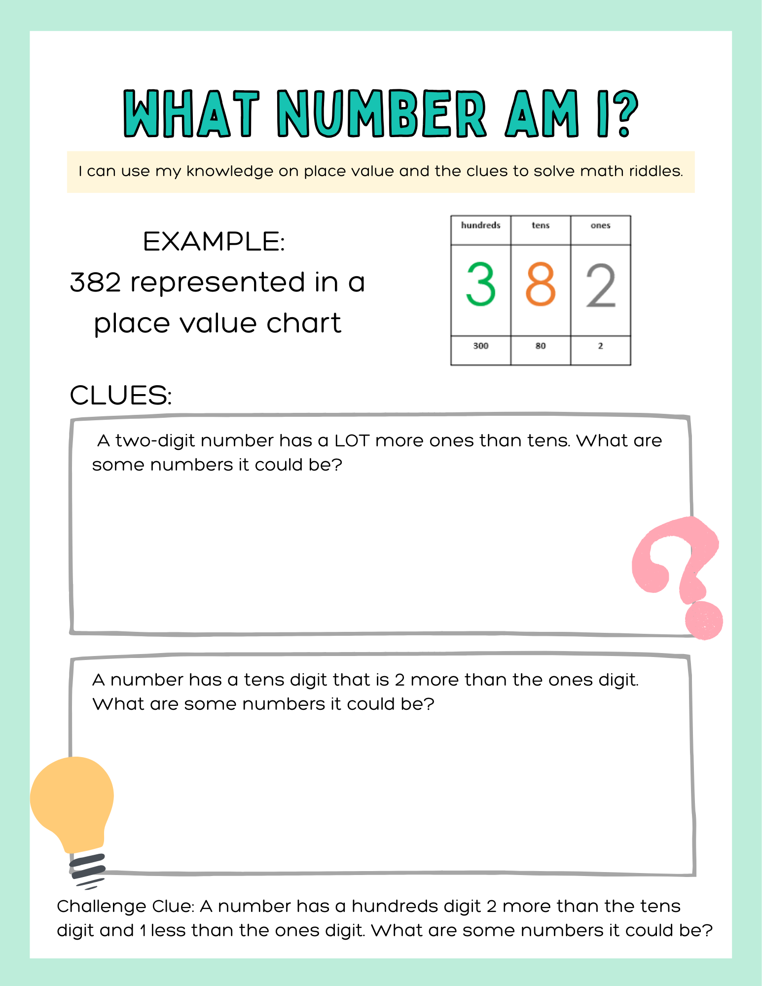 Math Riddles Worksheet